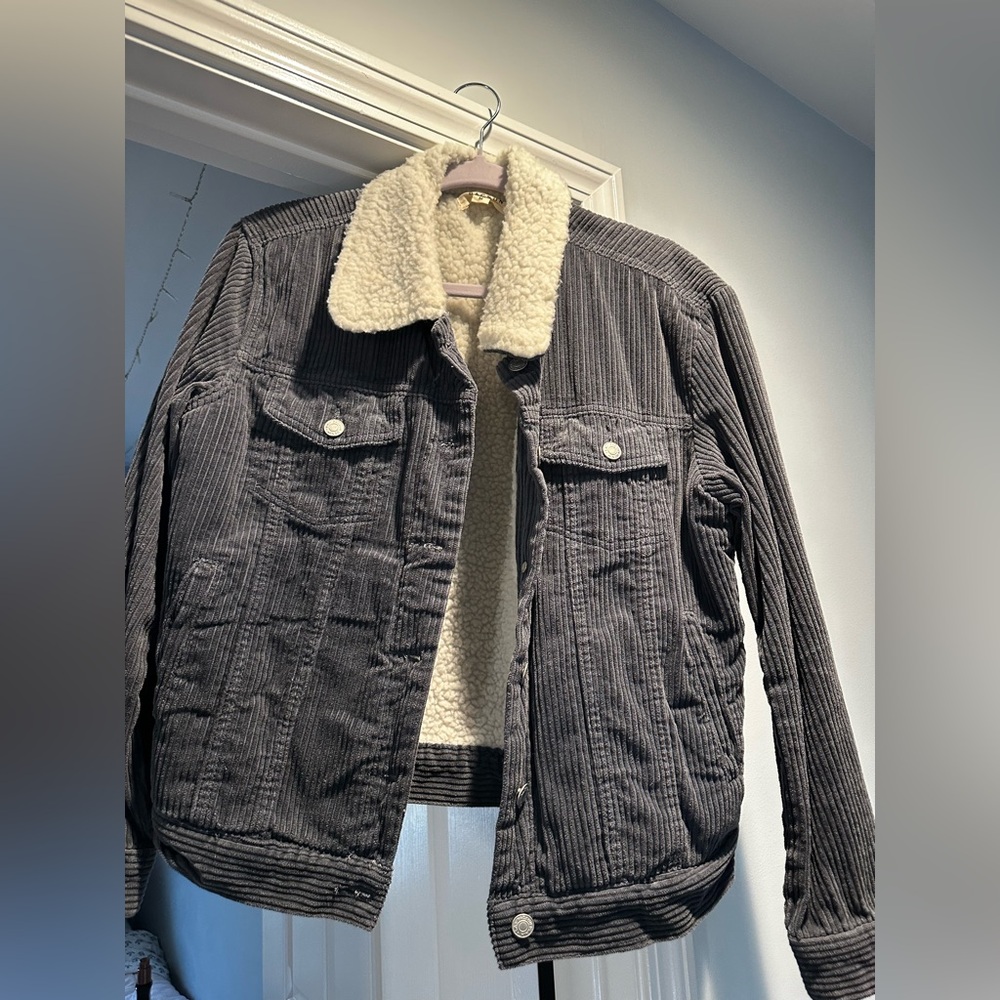 NWOT Blue/Gray Pac Sun Corduroy Jacket with Sherpa Lining